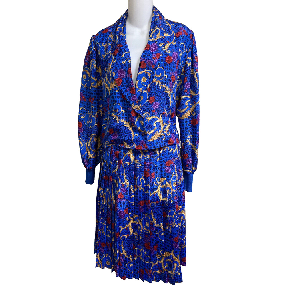 Castleberry Vintage Floral Skirt Matching Set Pleated Boho Granmacore Retro  10~